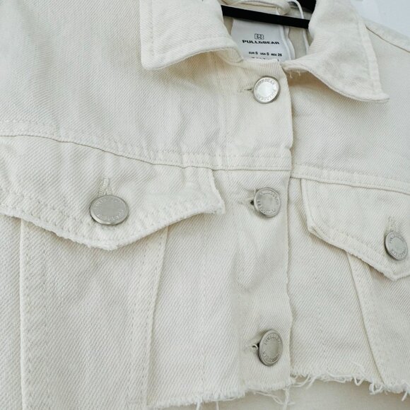 NWOT Pull & Bear Ivory Denim Jacket, Size S - Picture 5 of 6